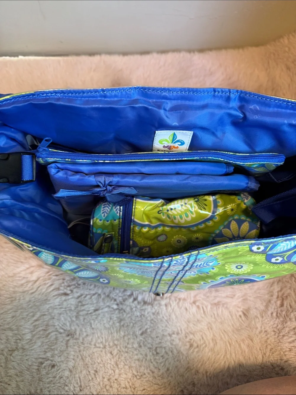 Green & Blue Paisley Kids Crossbody Bag with Matching Pouch